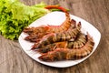Raw big tiger prawn Royalty Free Stock Photo