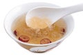 Raw Bird nest soup with Chinese bowl Royalty Free Stock Photo