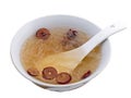 Raw Bird nest soup with Chinese bowl Royalty Free Stock Photo