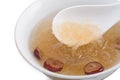Raw Bird nest soup with Chinese bowl Royalty Free Stock Photo