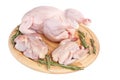 Raw Birds on Cutting Board Royalty Free Stock Photo