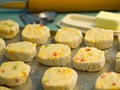 Raw Biscuits on a Baking Pan Royalty Free Stock Photo