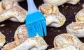 Raw biscuits on a baking sheet, ready to cook Royalty Free Stock Photo