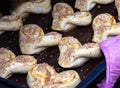 Raw biscuits on a baking sheet, ready to cook Royalty Free Stock Photo