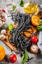 Raw black cuttlefish ink spaghetti pasta Royalty Free Stock Photo