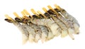 Raw Black King Tiger Prawns On Wooden Skewers Royalty Free Stock Photo