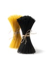 Raw Black Spaghetti, Dry Pasta with Cuttlefish Ink Royalty Free Stock Photo