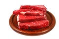 Raw bloody beef steak on plate Royalty Free Stock Photo