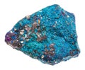 Raw blue Chalcopyrite stone isolated