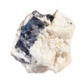 raw blue corundum sapphire crystal in rock cutout Royalty Free Stock Photo