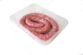 Raw botifarra or Catalan sausage on the package