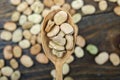 Raw broad beans in a spoon Royalty Free Stock Photo