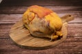 Raw broiler chicken meat, Fresh diet poultry meat on a brown background, Preparing a meat product