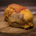 Raw broiler chicken meat, Fresh diet poultry meat on a brown background, Preparing a meat product