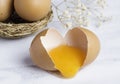 raw broken chicken egg , egg yolk in shell Royalty Free Stock Photo