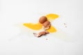 Raw broken egg on white background, top view Royalty Free Stock Photo