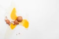 Raw broken egg on white background, top view Royalty Free Stock Photo