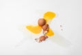 Raw broken egg on white background, top view Royalty Free Stock Photo