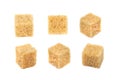 Raw Brown Cane Sugar Cubes Isolated on White Background Royalty Free Stock Photo