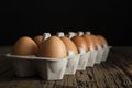 Raw brown chicken eggs box Royalty Free Stock Photo