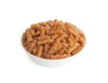 Raw Brown Pasta, Wholegrain Fusilli, Dry Whole Grain Noodle, Raw Spelt Macaroni, Healthy Italy Food