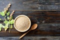 Raw brown quinoa seed Chenopodium quinoa in a bowl