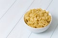 Raw campanelle pasta in a white bowl Royalty Free Stock Photo