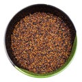 Raw canihua grains in round bowl isolated