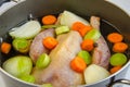 Cooking soup of guinea fowl