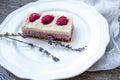 Raw cashew cake cheesecake and berries strawberries, cherries Royalty Free Stock Photo