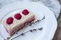 Raw cashew cake cheesecake and berries strawberries, cherries Royalty Free Stock Photo