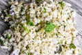 Raw cauliflower rice or grated raw cauliflower