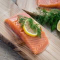 Raw Cedar Plank Salmon Royalty Free Stock Photo