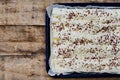 Raw cheese pie ready for baking. Royalty Free Stock Photo