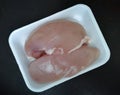 Raw chicken breast fillets skinned