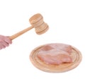 Raw chicken breast and mallet Royalty Free Stock Photo