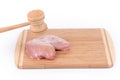 Raw chicken breast and mallet Royalty Free Stock Photo