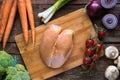 Raw Chicken breast with mixed vegetable Royalty Free Stock Photo