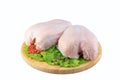 Raw chicken Breasts on a white background on a wooden board Royalty Free Stock Photo