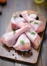 Raw chicken drumsticks