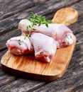 Raw Chicken Drumsticks with thymi Royalty Free Stock Photo