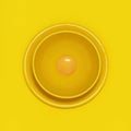 Chicken egg yolk in yellow bowl on yellow background Royalty Free Stock Photo