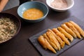 Raw chicken fille closeup on the kitchen table Royalty Free Stock Photo