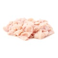 Raw chicken fillet cutted into pieces isolated over white background Royalty Free Stock Photo