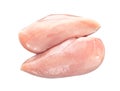 Raw chicken fillet on white background. Chicken breast isolated with clipping path Royalty Free Stock Photo