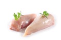 Raw chicken fillets on white background