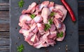 Raw chicken giblets gizzard ( stomach ) , meat background