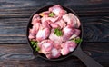 Raw chicken giblets gizzard ( stomach ) , meat background