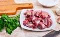 Raw chicken gizzards with spices and herbs Royalty Free Stock Photo