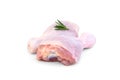 Raw chicken leg with rosemary isolated on white background. Royalty Free Stock Photo